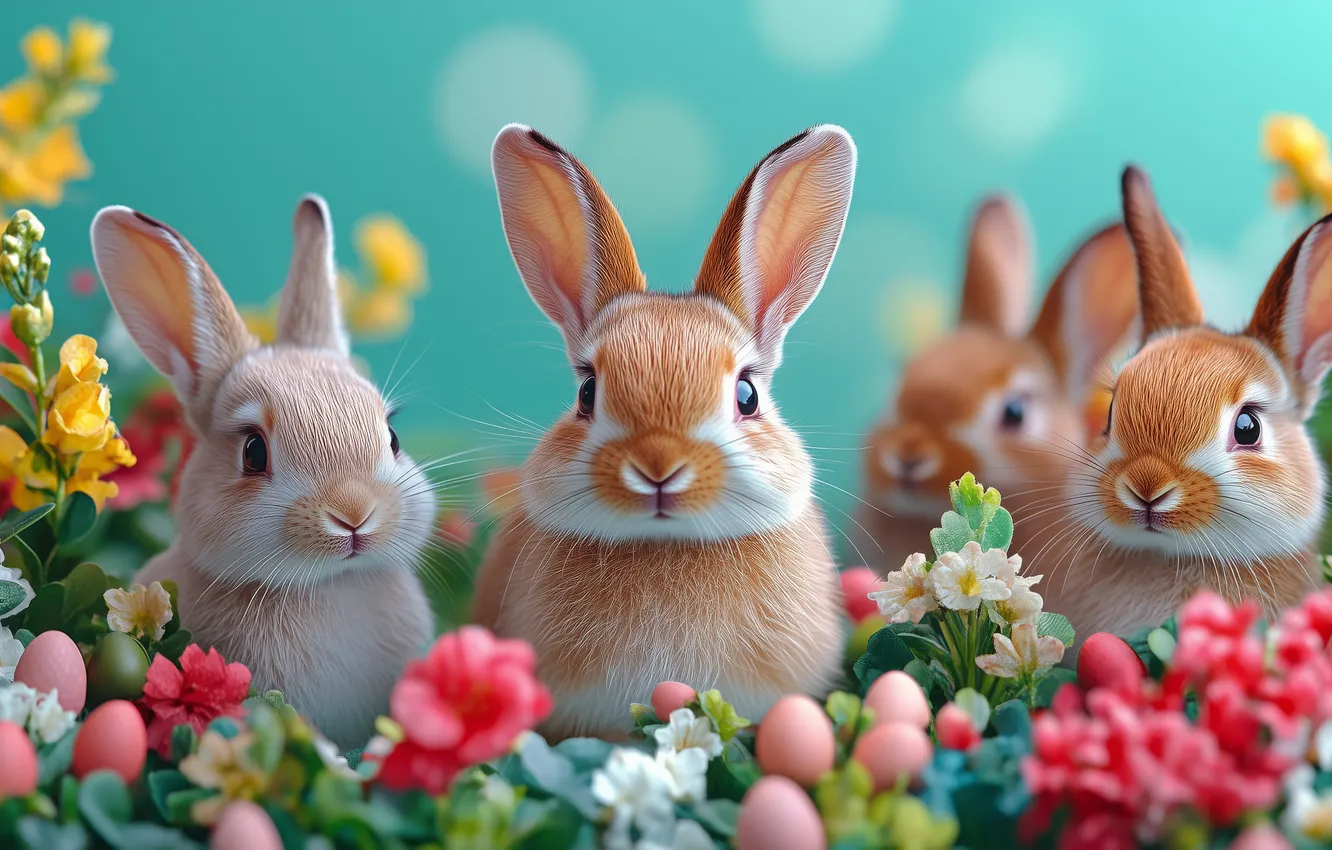 Photo wallpaper holiday, hare, eggs, spring, rabbit, Easter, Bunny, Easter