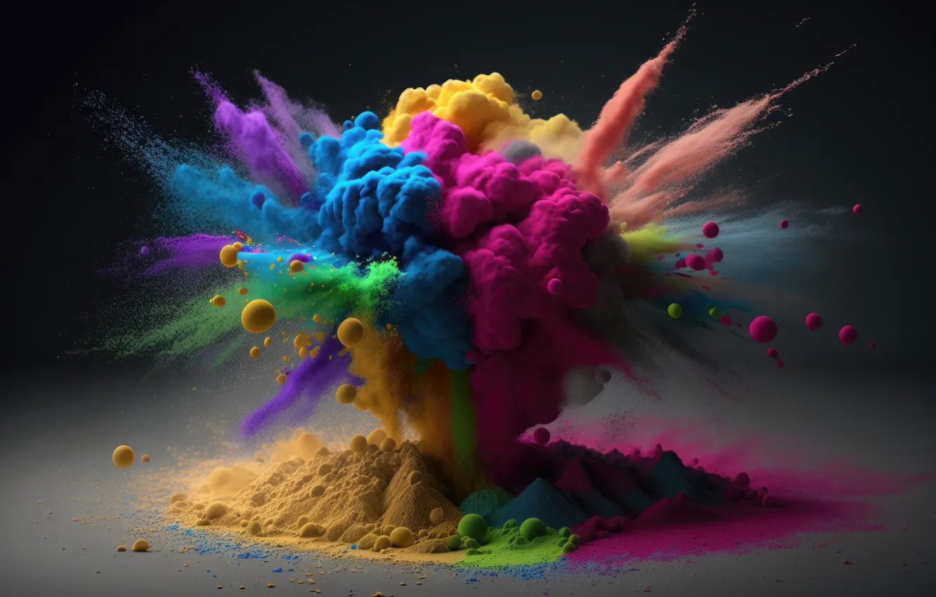 Photo wallpaper the explosion, paint, color, colors, colorful, abstract, rainbow, explosion
