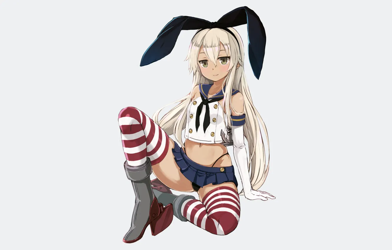 Photo wallpaper girl, sexy, lingerie, blouse, panties, thighhighs, long hair, anime