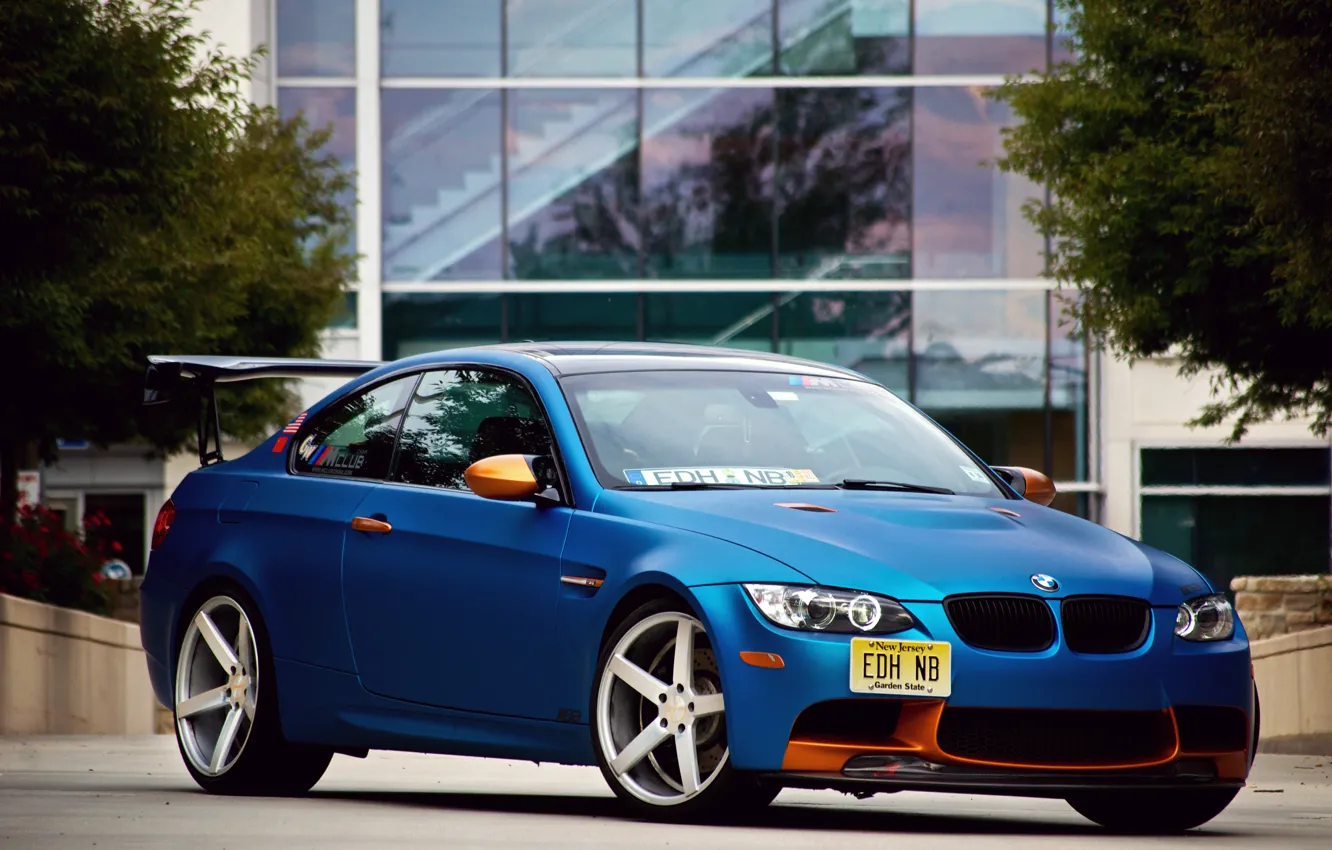 Photo wallpaper BMW, blue, tuning, E92