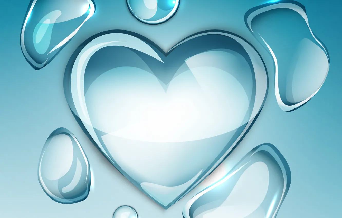 Photo wallpaper background, heart, water drop