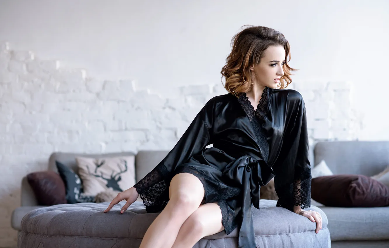 Photo wallpaper girl, beautiful, Boudoir, Bathrobe