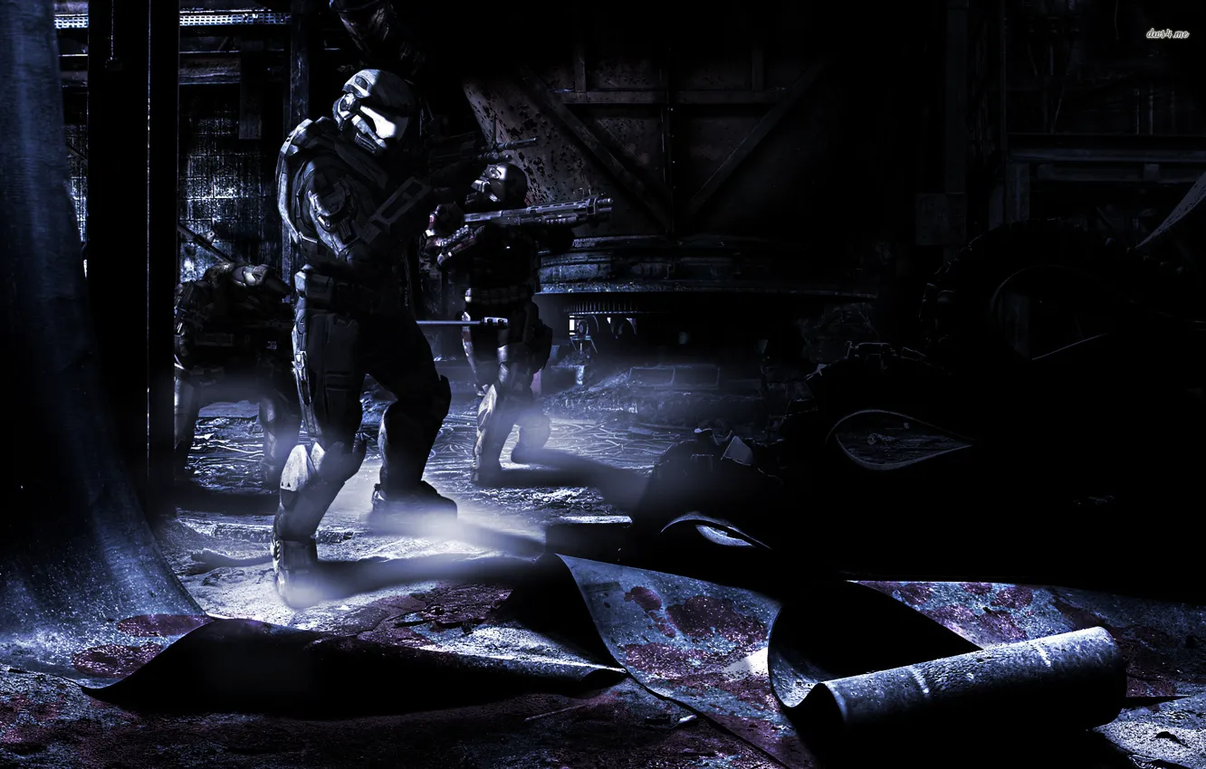 Photo wallpaper Halo, soldier, Reach, darkness