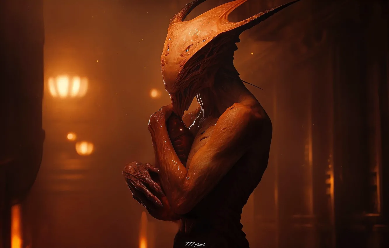 Photo wallpaper monster, Stranger, cub, mucus, alien creature