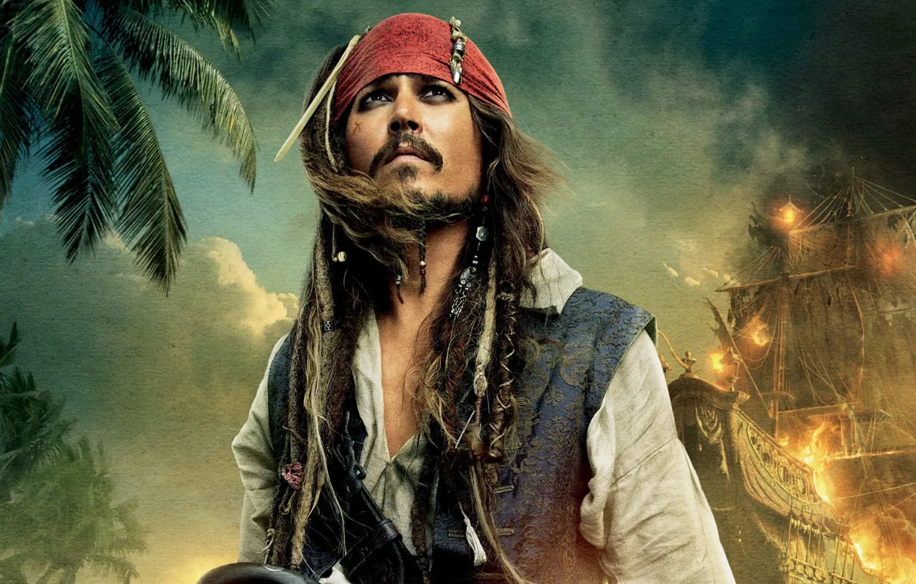 Photo wallpaper johnny depp, captain jack sparrow, pirates of the caribbean on stranger tides