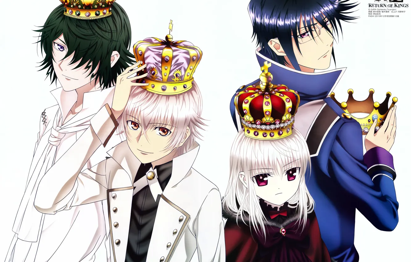 Photo wallpaper anime, guys, crown, K Project, kings