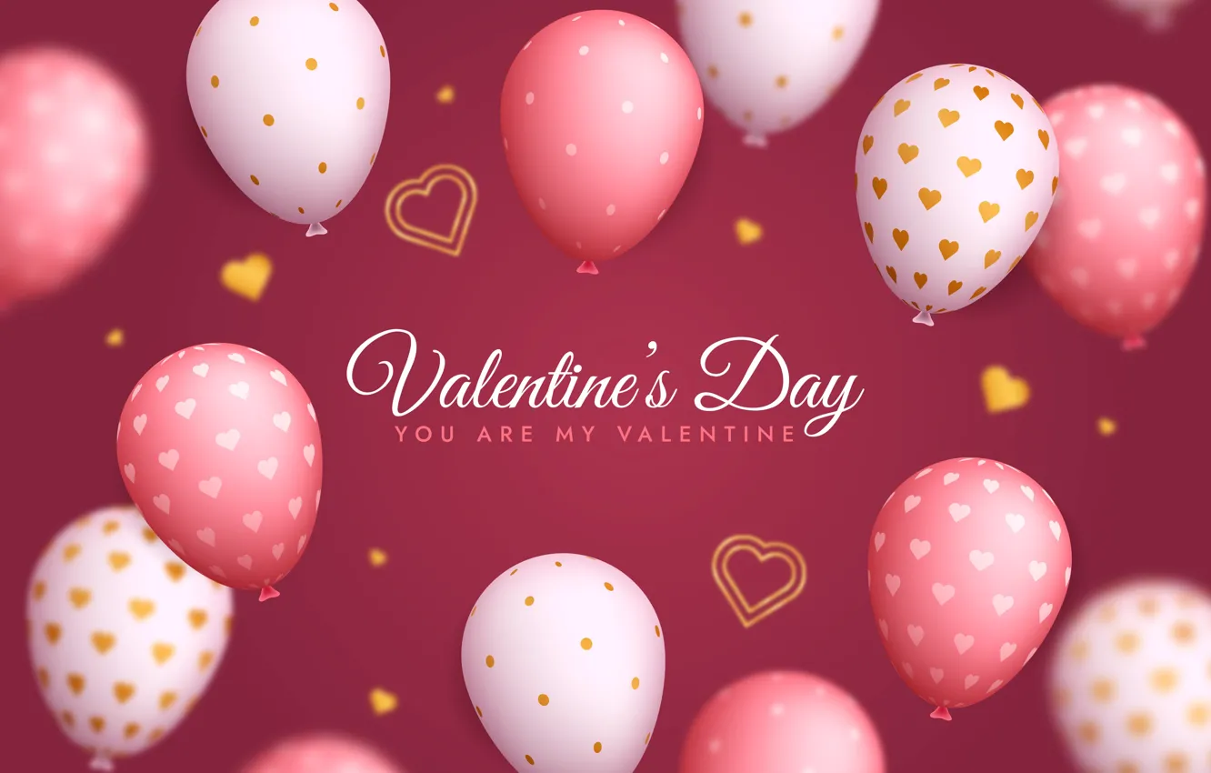 Photo wallpaper love, balls, romance, heart, hearts, love, happy, pink