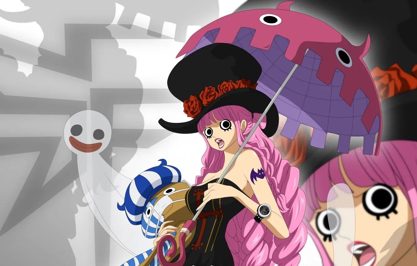 Photo wallpaper girl, zombie, game, ghost, One Piece, pink hair, bear, long hair