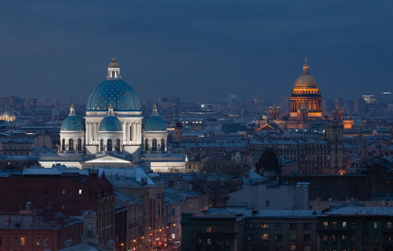 Photo wallpaper building, home, the evening, Saint Petersburg, St. Isaac's Cathedral, Russia, temples, Trinity Cathedral