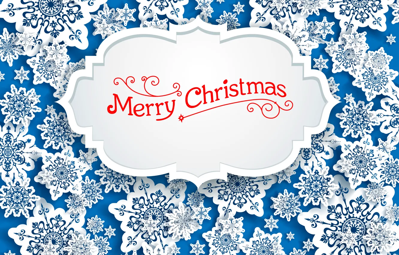 Photo wallpaper Snowflakes, Vector, Merry Christmas