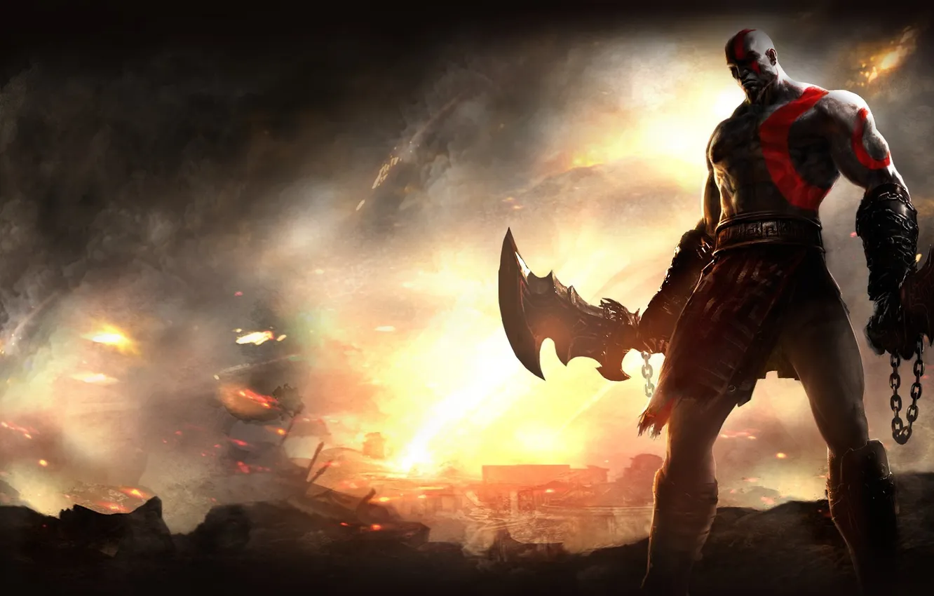 Photo wallpaper the game, sword, Kratos, God of War