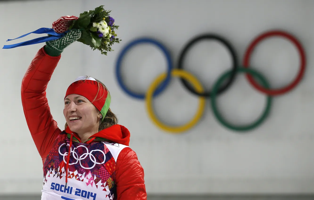 Photo wallpaper Olympics, Sochi, Daria, champion, Domracheva