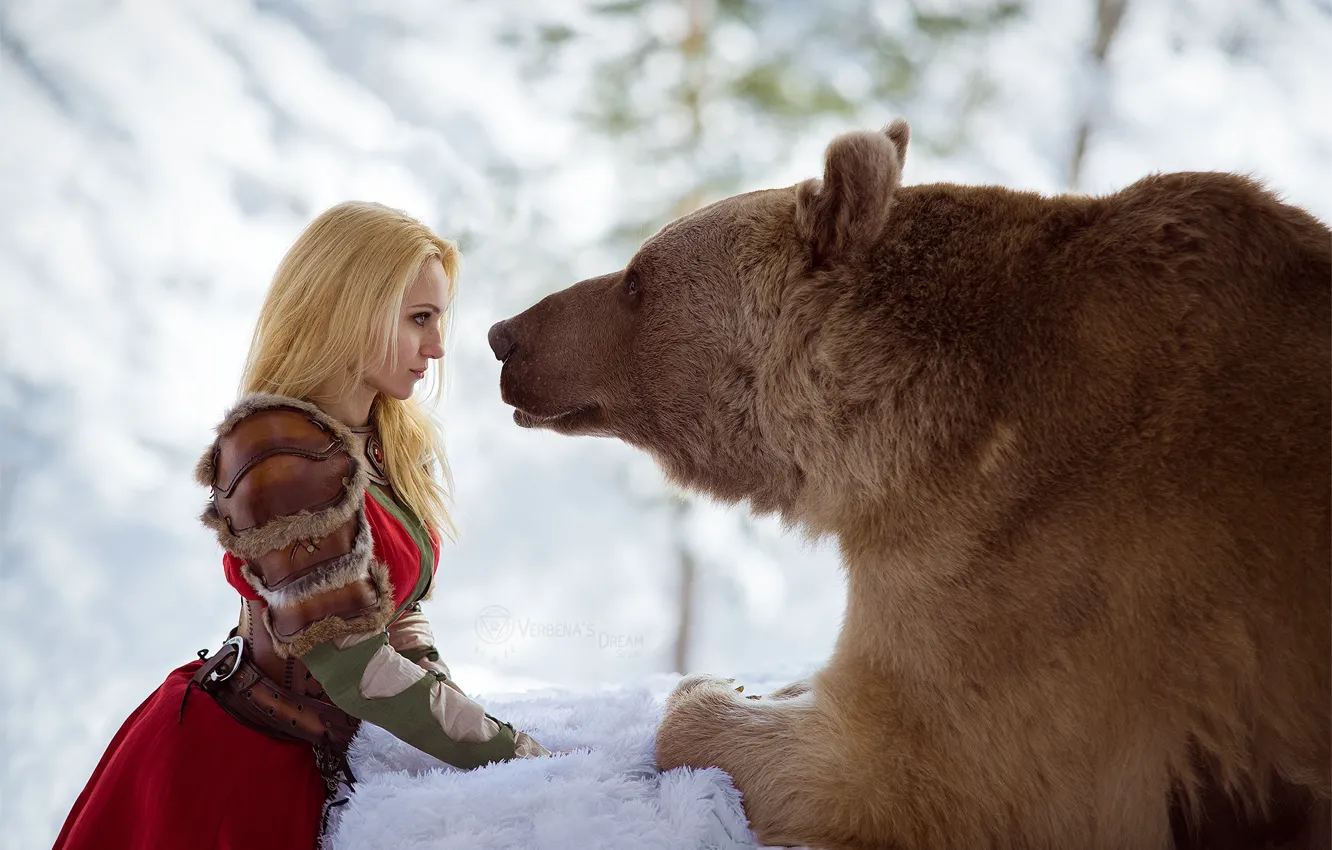 Photo wallpaper snow, photo, bear, Russia, Dasha, bear winter