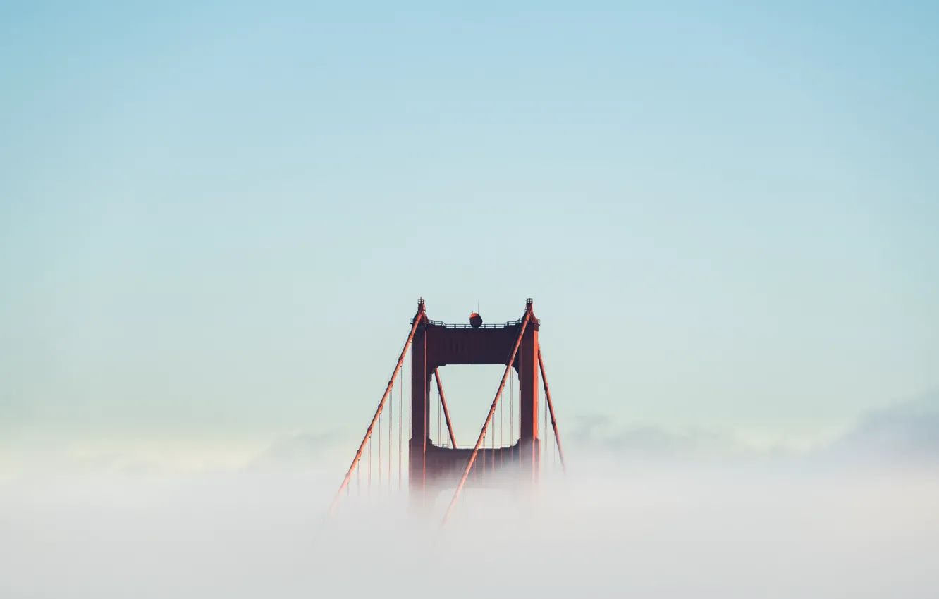 Photo wallpaper fog, rocks, shore, haze, San Francisco, USA, Golden Gate Bridge, United States