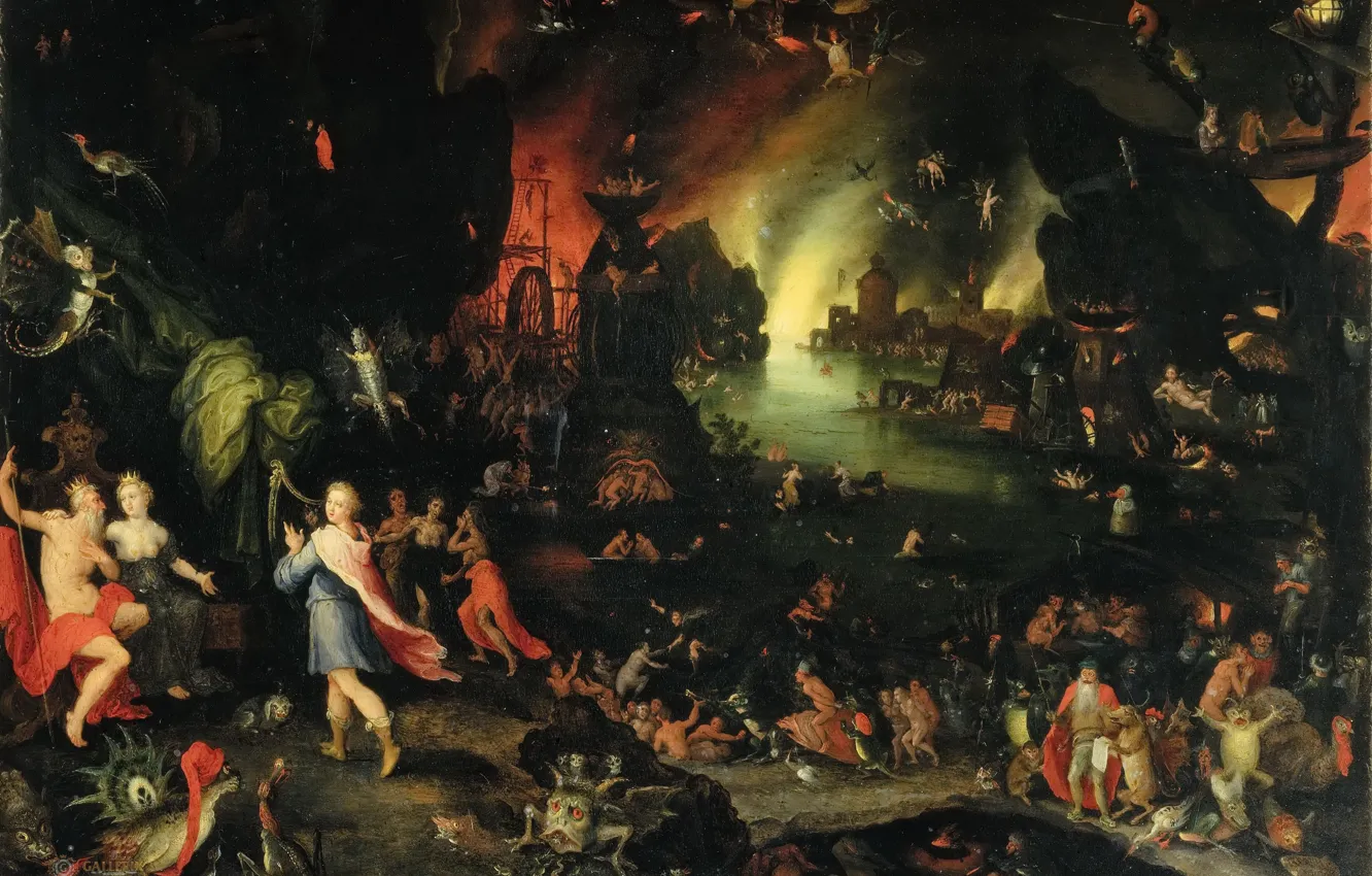 Photo wallpaper Jan Brueghel The Elder, Hades and Persephone, Orpheus, in the afterlife, musicology and singing