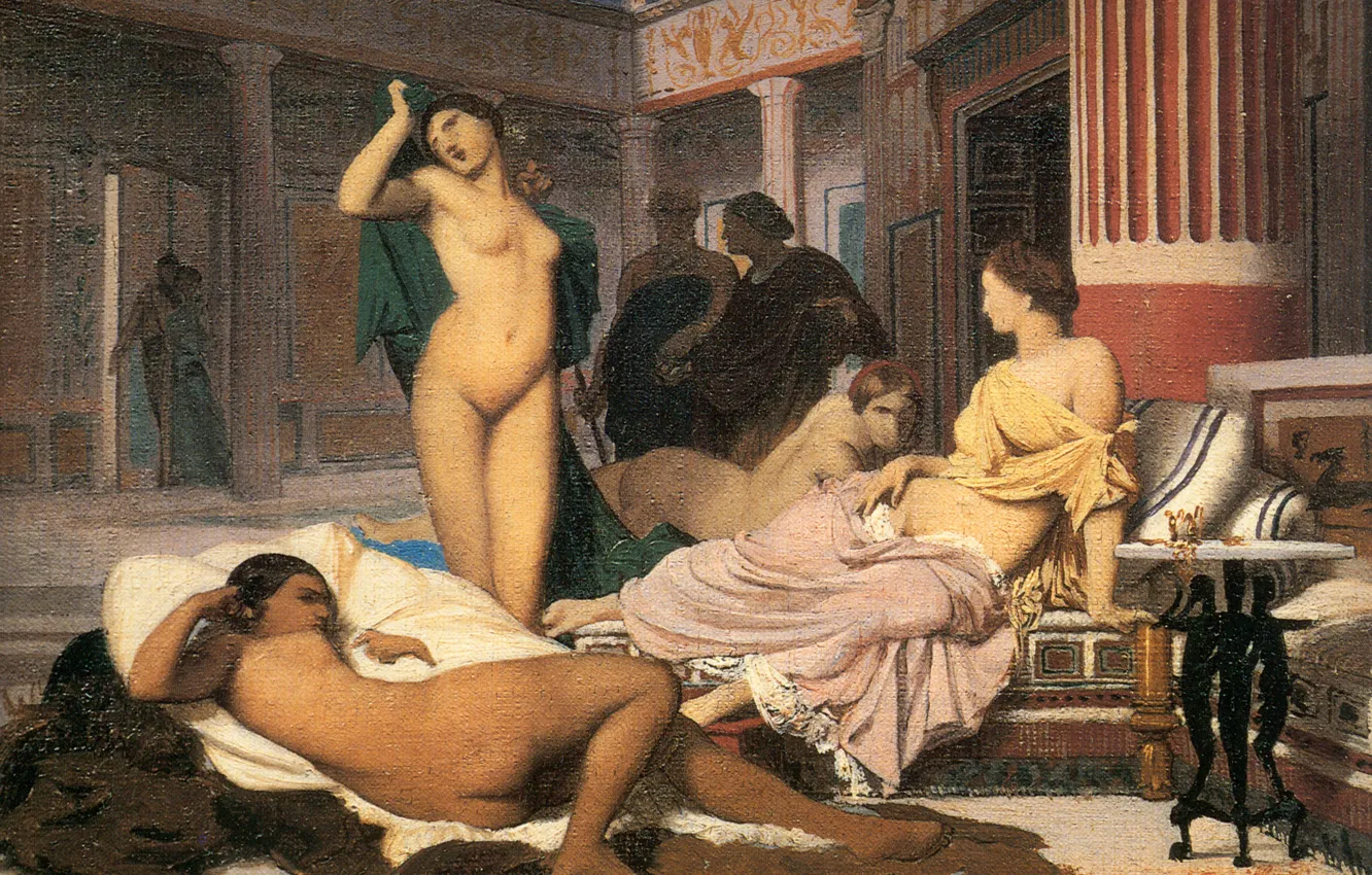 Photo wallpaper erotic, picture, genre, Jean-Leon Gerome, Greek Interior