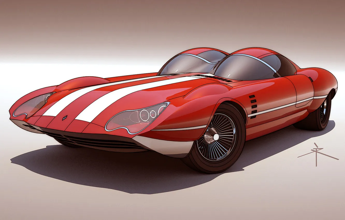 Photo wallpaper art, supercar, car, ixlrlxi, retrofuturism