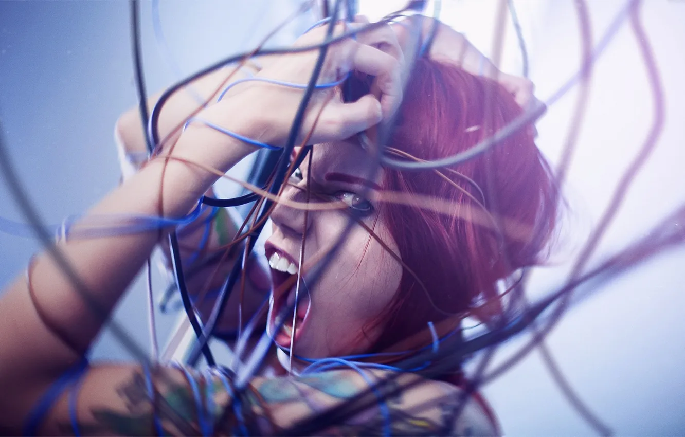 Photo wallpaper girl, teeth, Creek