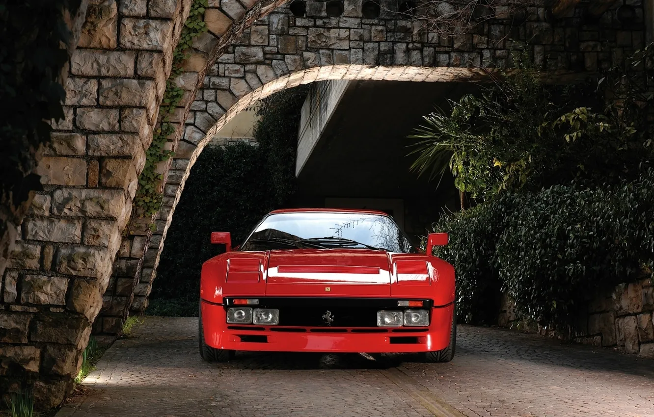 Photo wallpaper red, background, Ferrari, supercar, Ferrari, classic, GTO, the front