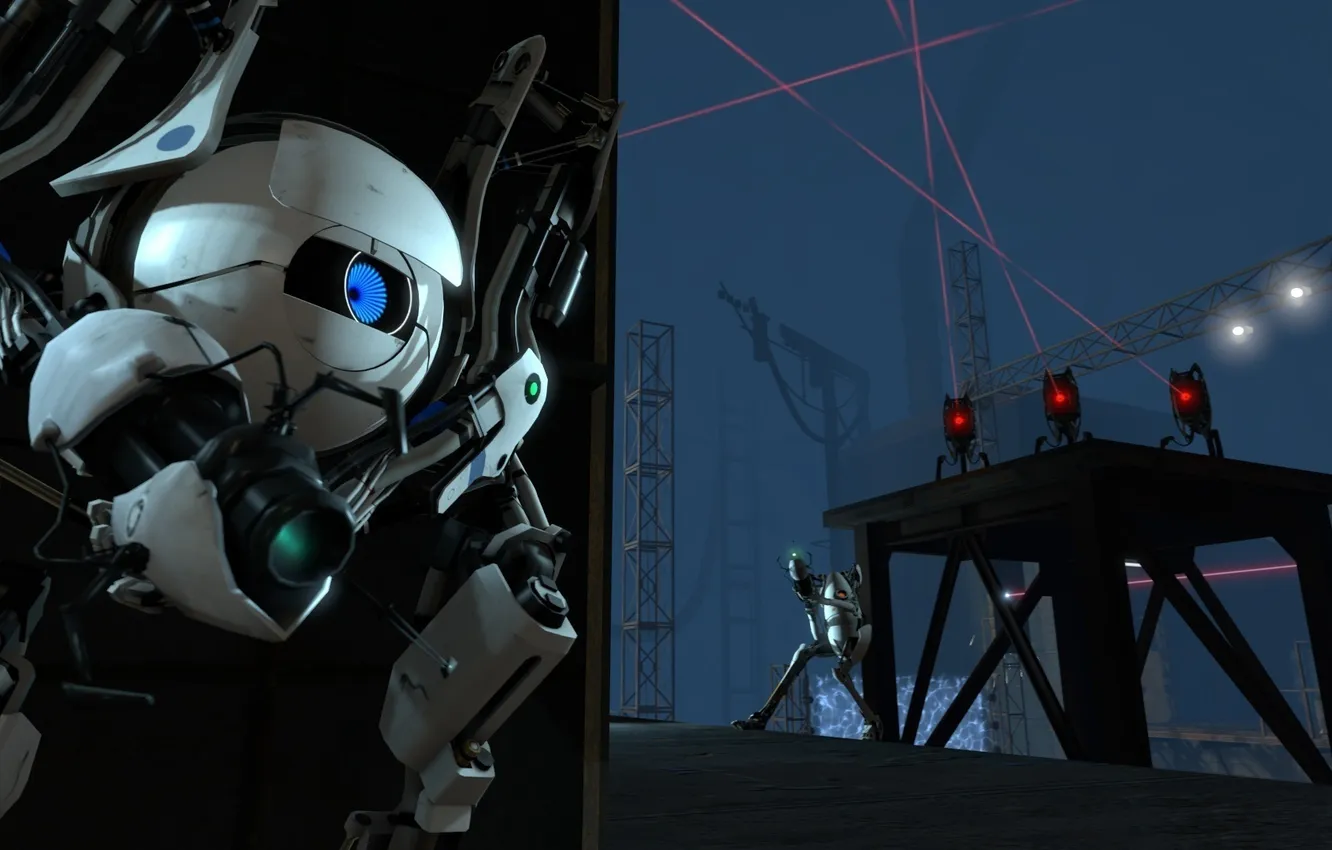 Photo wallpaper Portal 2, turret, cover, bots
