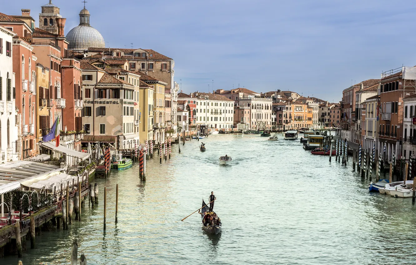 Photo wallpaper boat, home, window, Italy, Venice, balcony