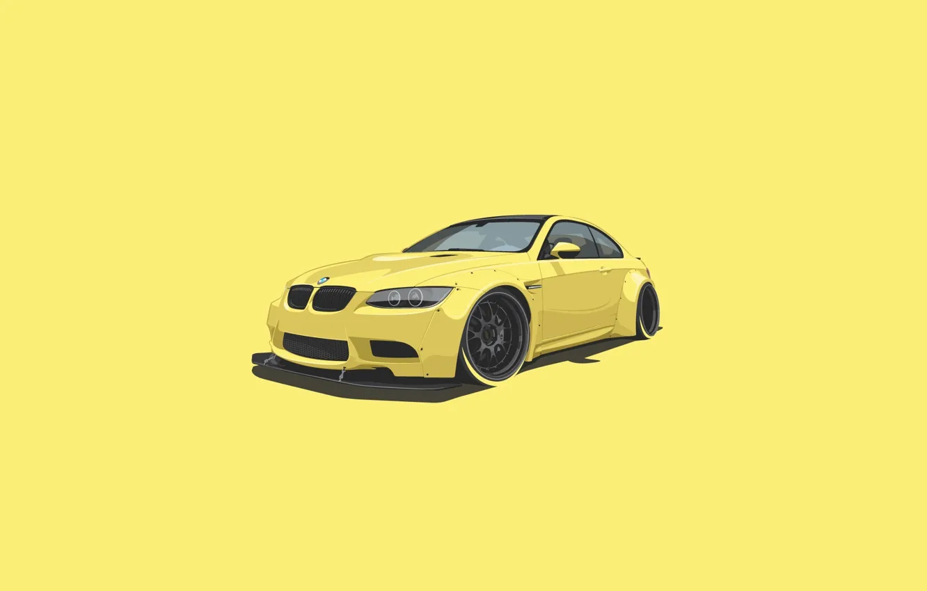 Photo wallpaper BMW, Car, Yellow, Minimalistic