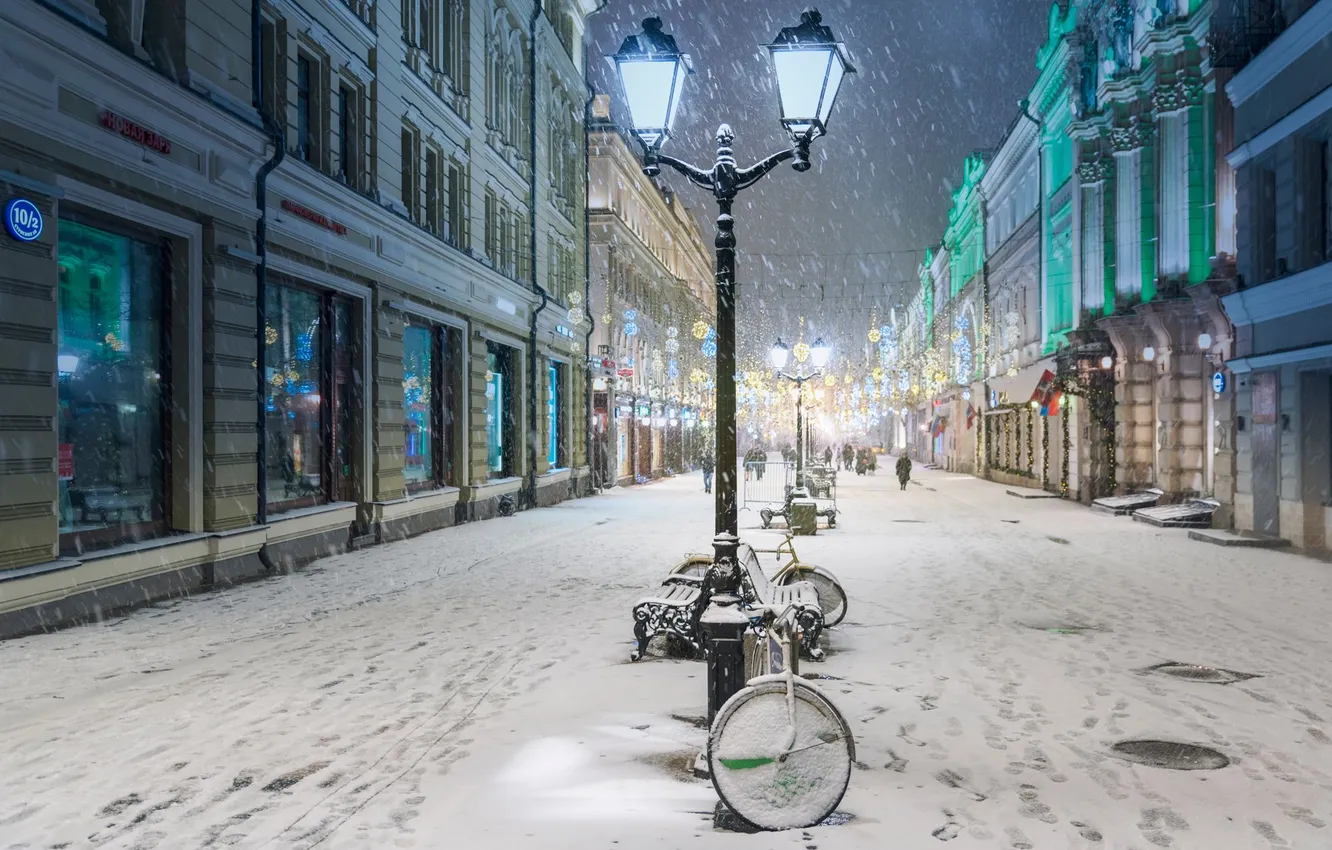 Photo wallpaper winter, snow, Eduard Gordeev, Nikolskaya Street