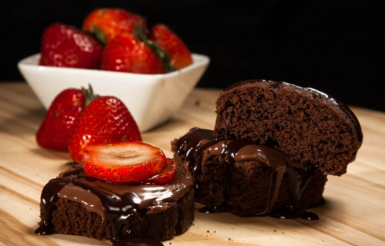 Photo wallpaper food, chocolate, strawberry, fruit, cream, food, fruit, sweet
