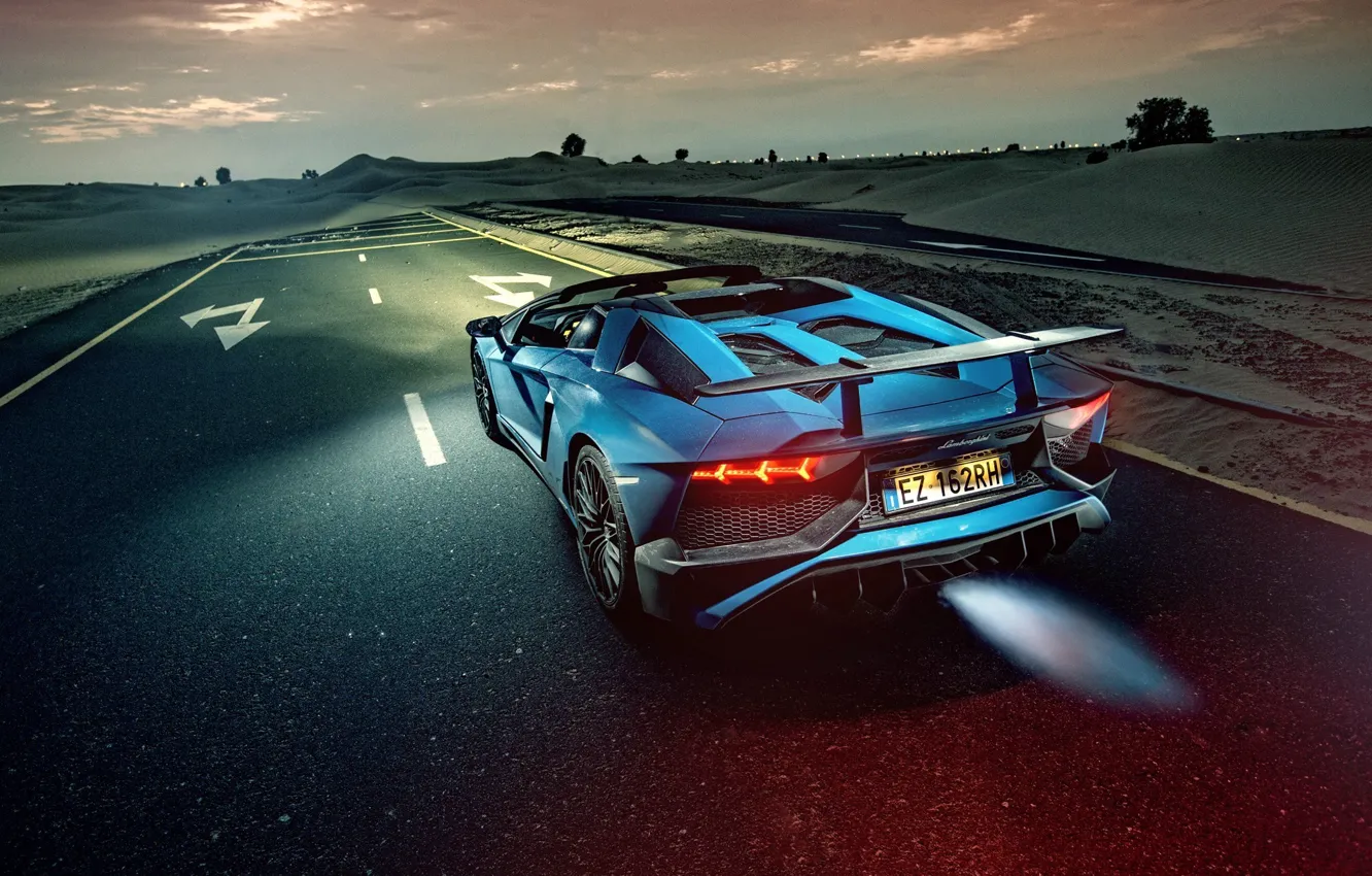 Photo wallpaper Roadster, Lamborghini, Flame, Aventador, Road, Backfire, Malek Fayoumi PhotoGraphy