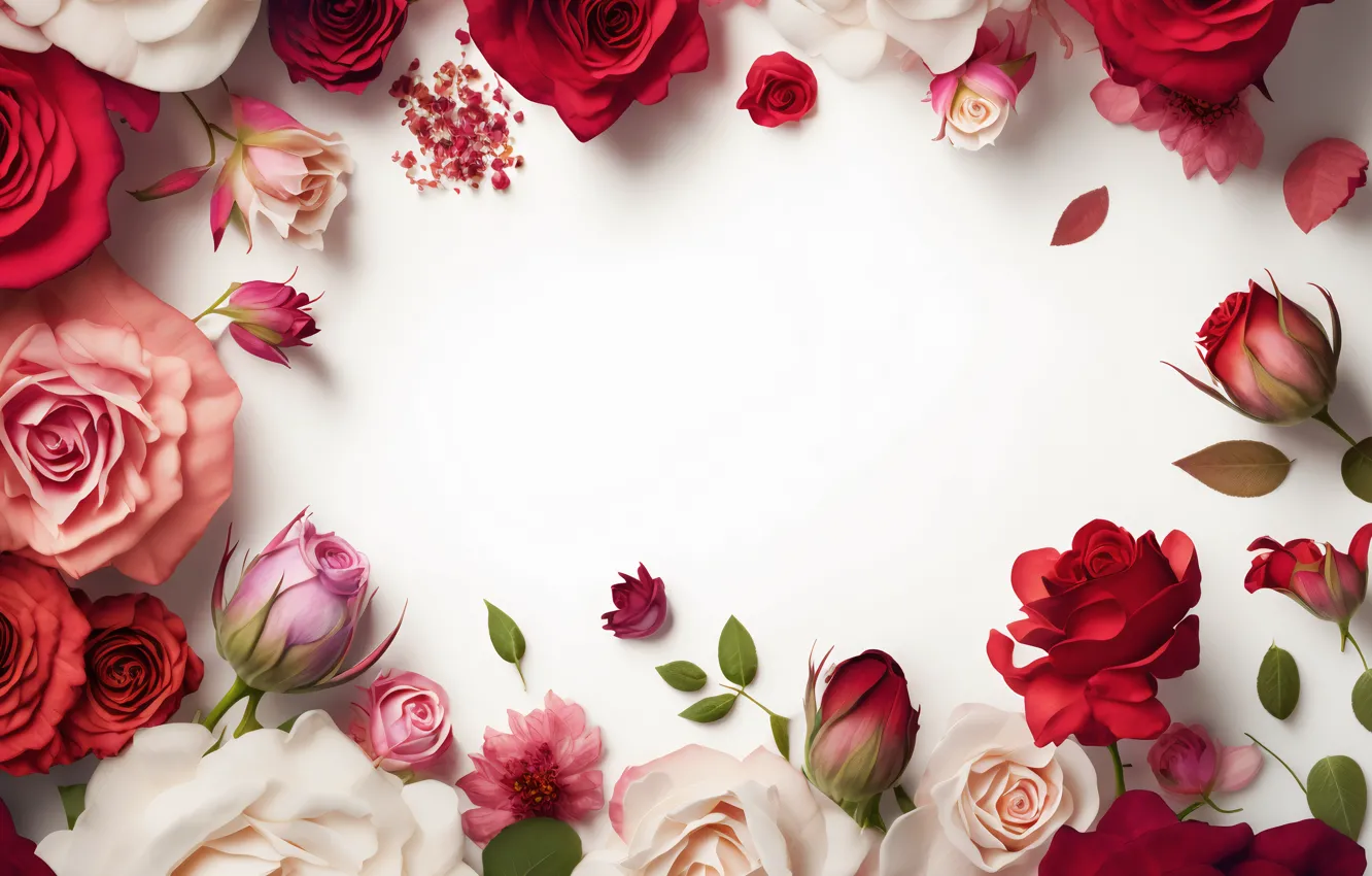 Photo wallpaper flowers, background, roses
