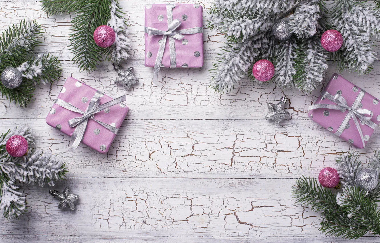 Photo wallpaper branches, holiday, Christmas, gifts, Yuliya Furman