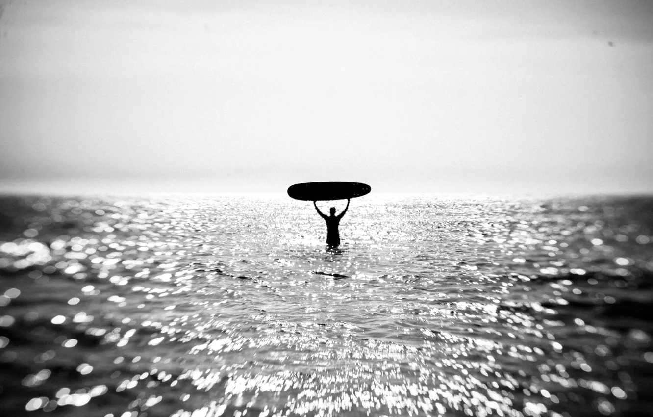 Photo wallpaper sea, ocean, surfer, surfboard, extreme sport
