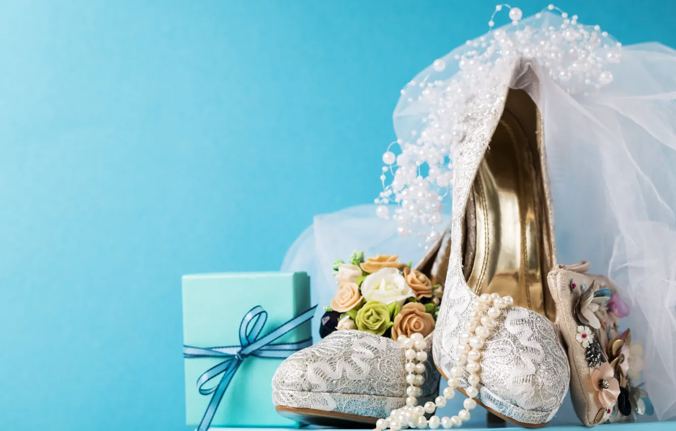 Photo wallpaper decoration, shoes, beads, veil, wedding, decor, Valeria Maksakova