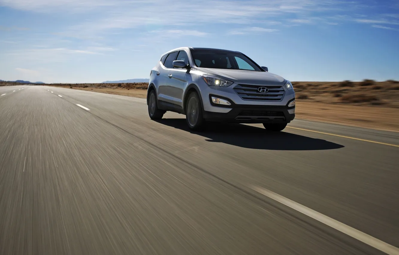 Photo wallpaper road, the sky, sport, jeep, Hyundai, the front, Hyundai, Sport