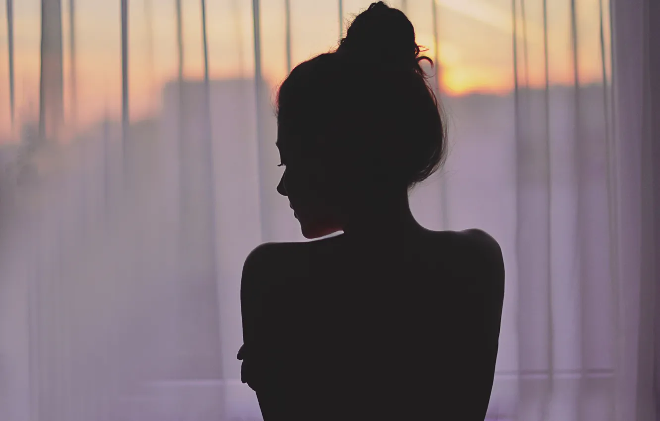Photo wallpaper girl, back, silhouette