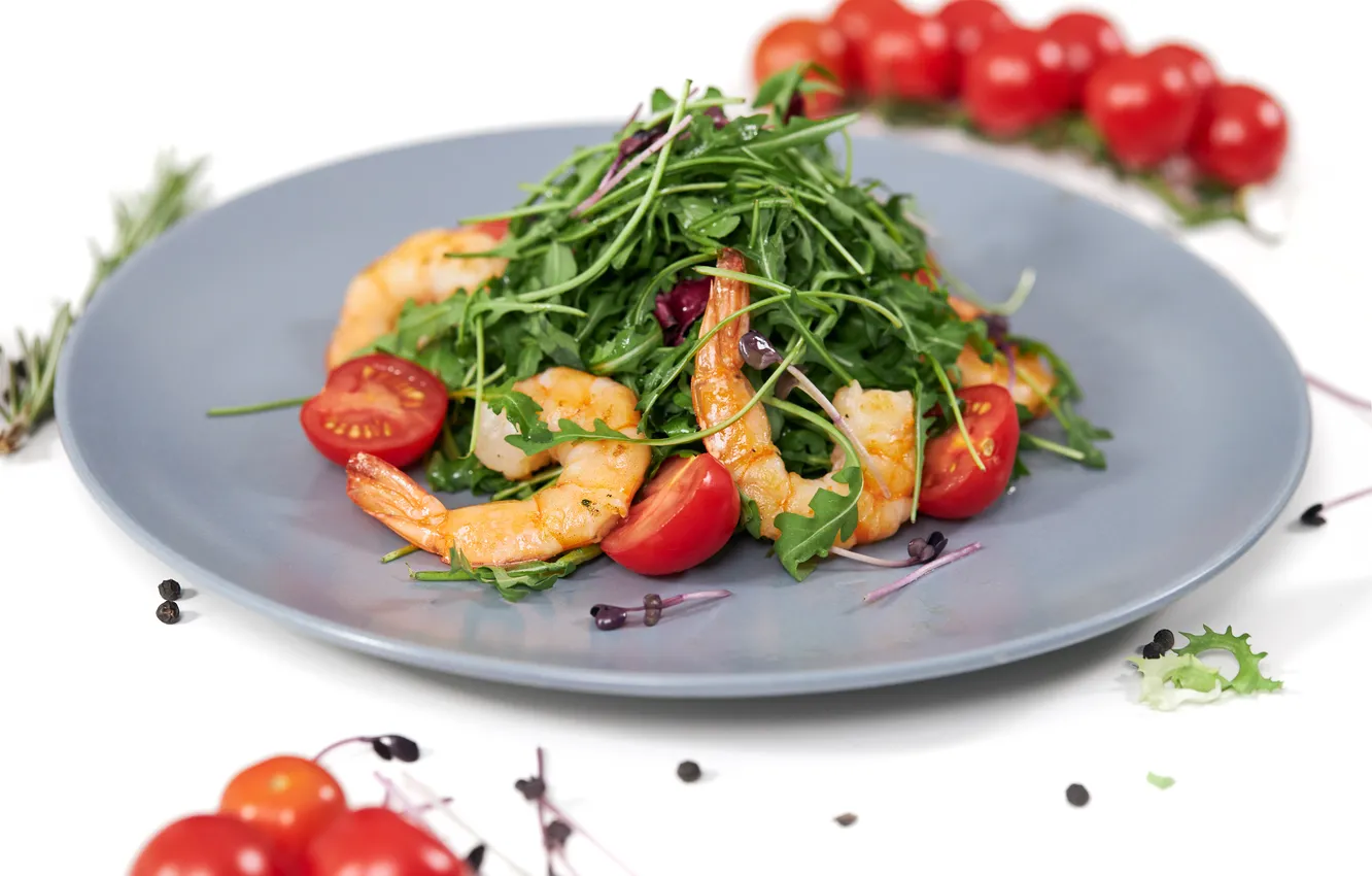 Photo wallpaper plate, table, food, submission, vegetables, salad