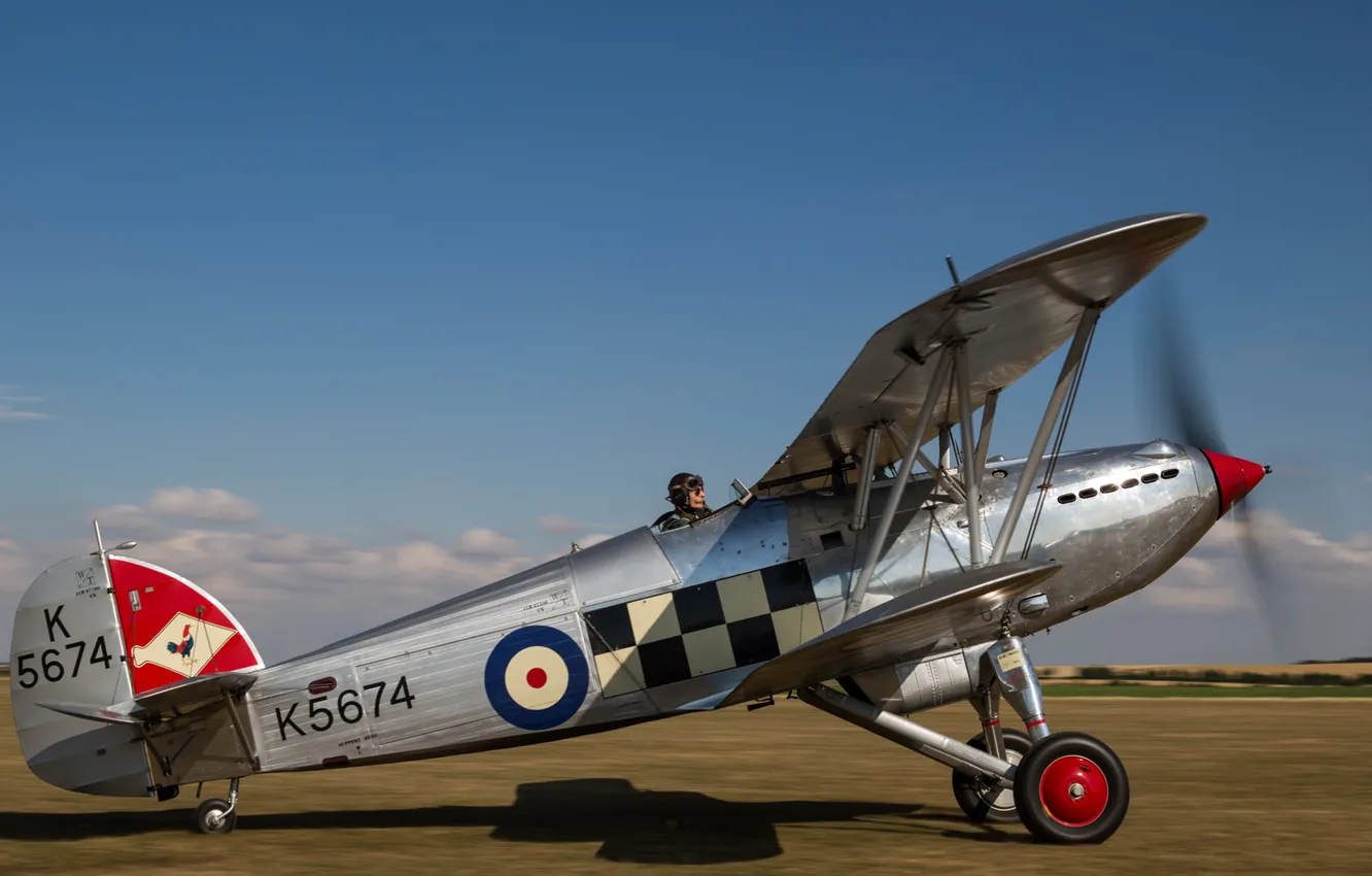 Photo wallpaper fighter, screw, pilot, the rise, 1931, RAF, biplane, Chassis