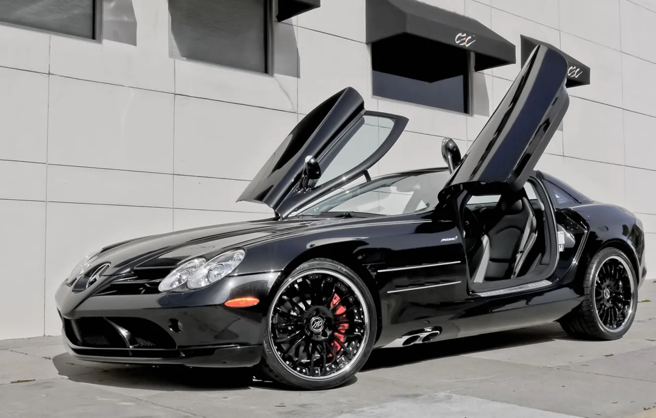 Photo wallpaper black, McLaren, SLR, Mercedes, Benz