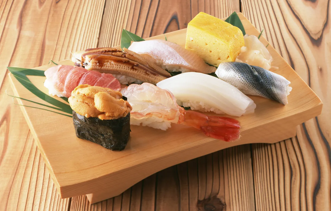 Photo wallpaper fish, sushi, rolls, seafood
