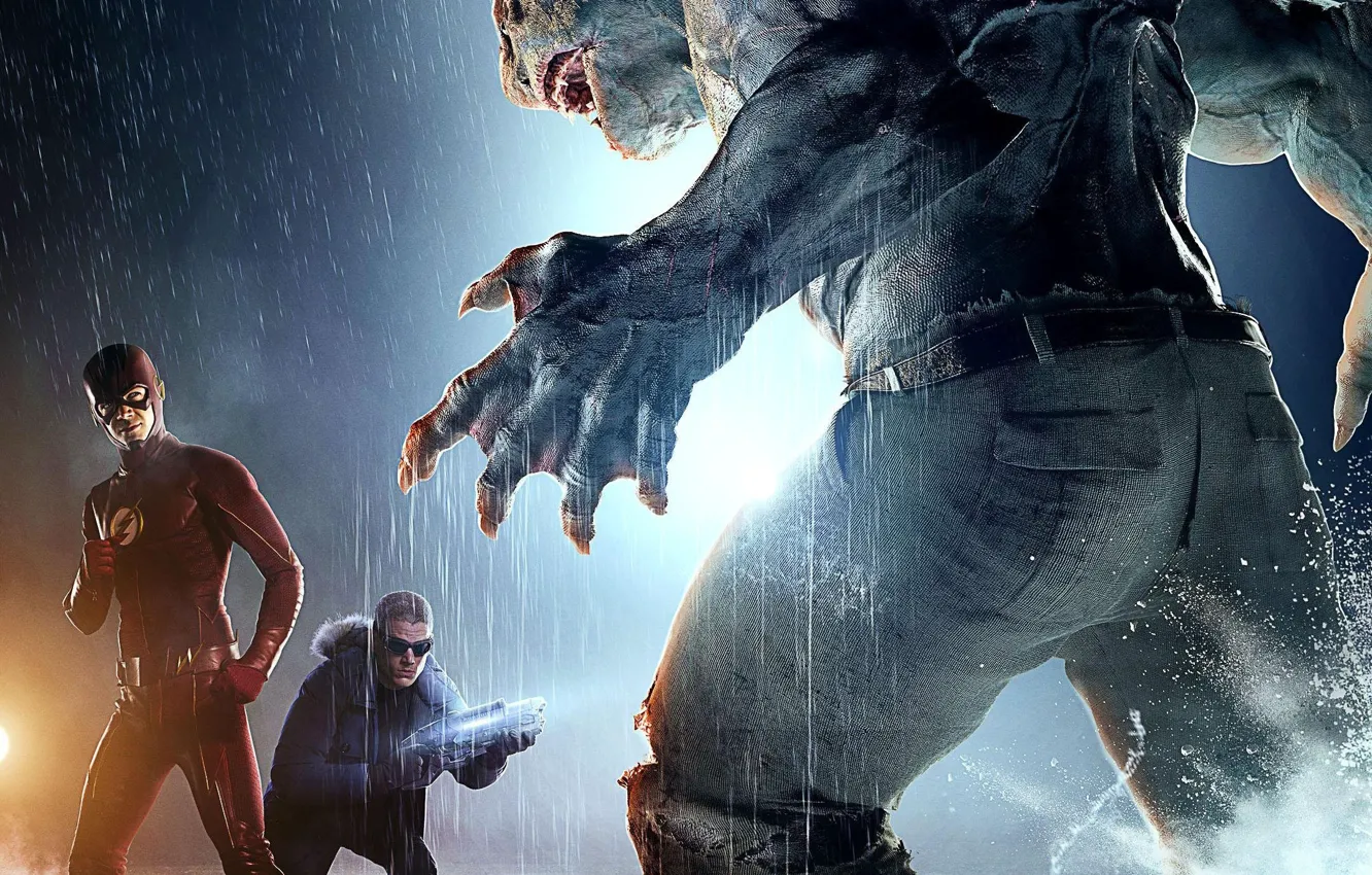 Photo wallpaper ice, rain, monster, Wentworth Miller, weapon, shark, fang, hero