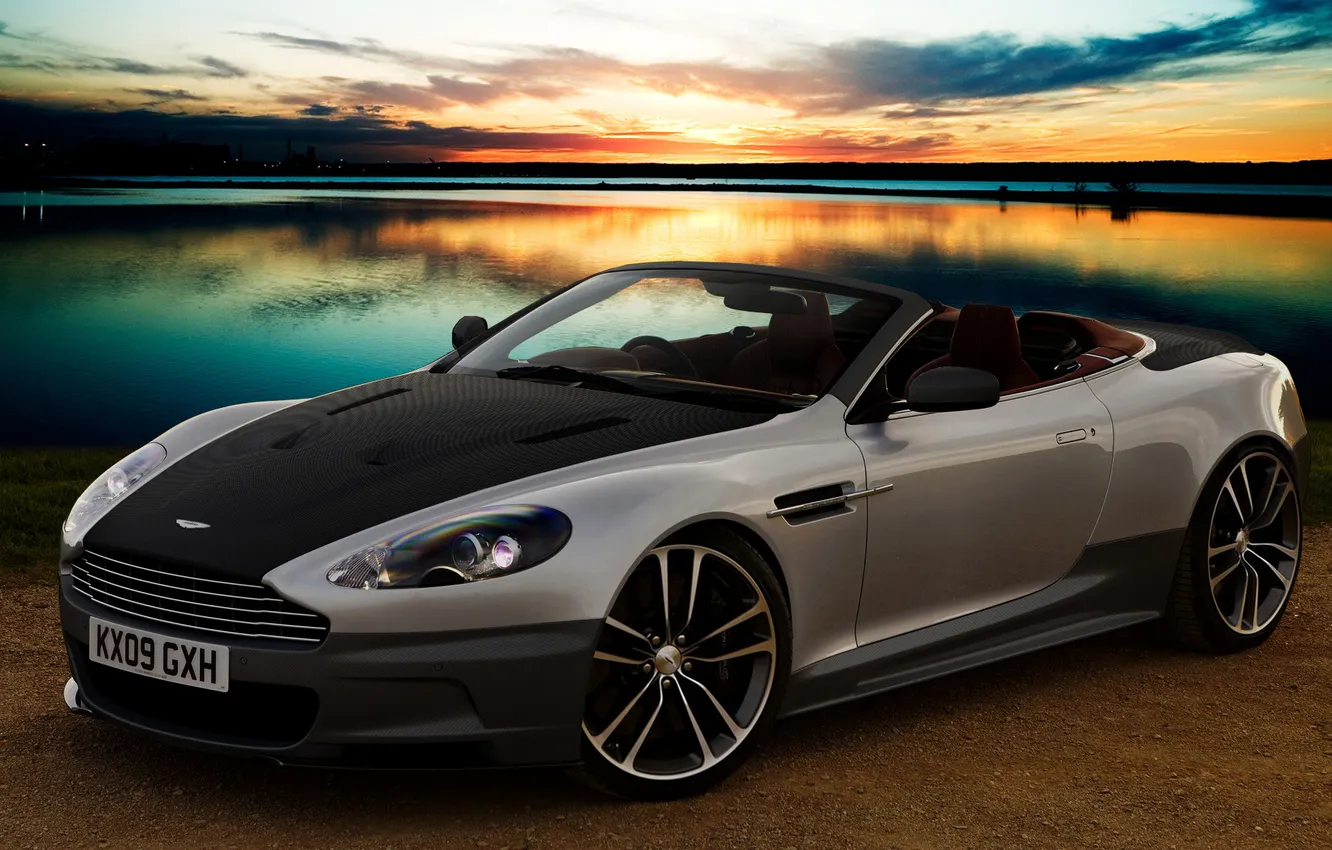 Photo wallpaper sunset, Aston Martin, Car