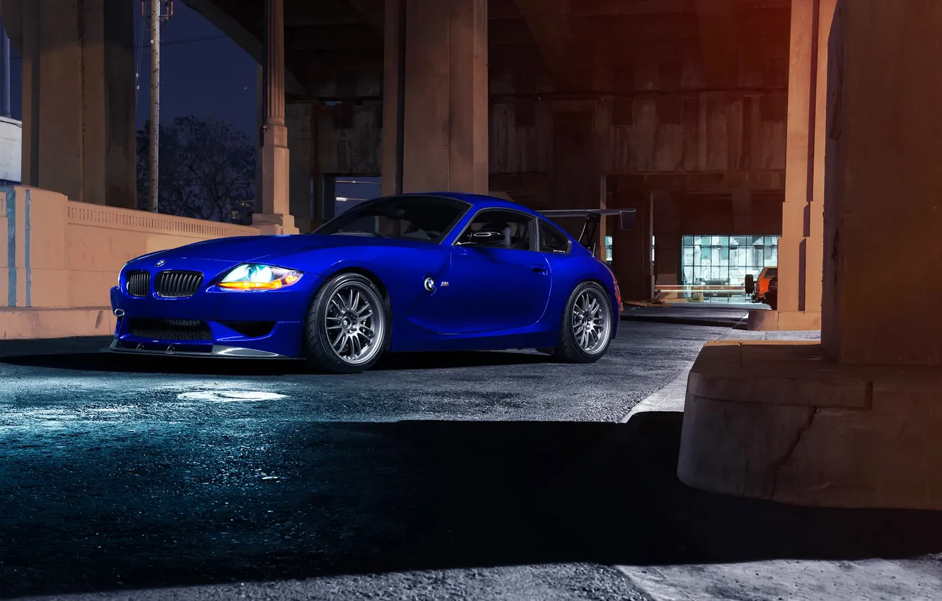 Photo wallpaper car, BMW, Front, bridge, blue, custom, Sport, Ligth