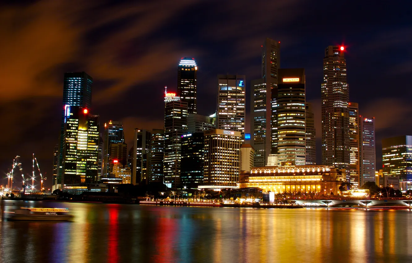 Photo wallpaper night, city, home, Singapore, skyscrapers, Singapore, hotel.