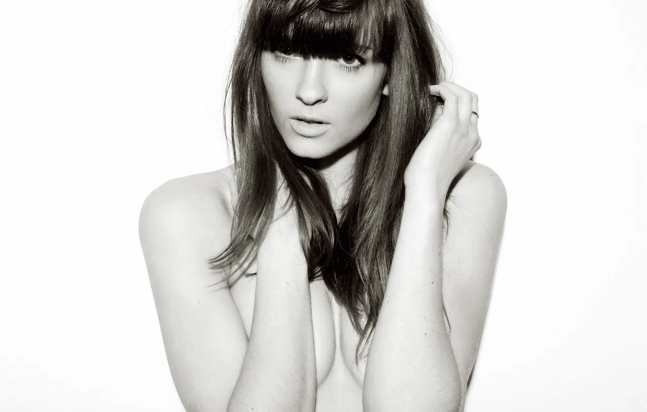 Photo wallpaper look, girl, model, black and white