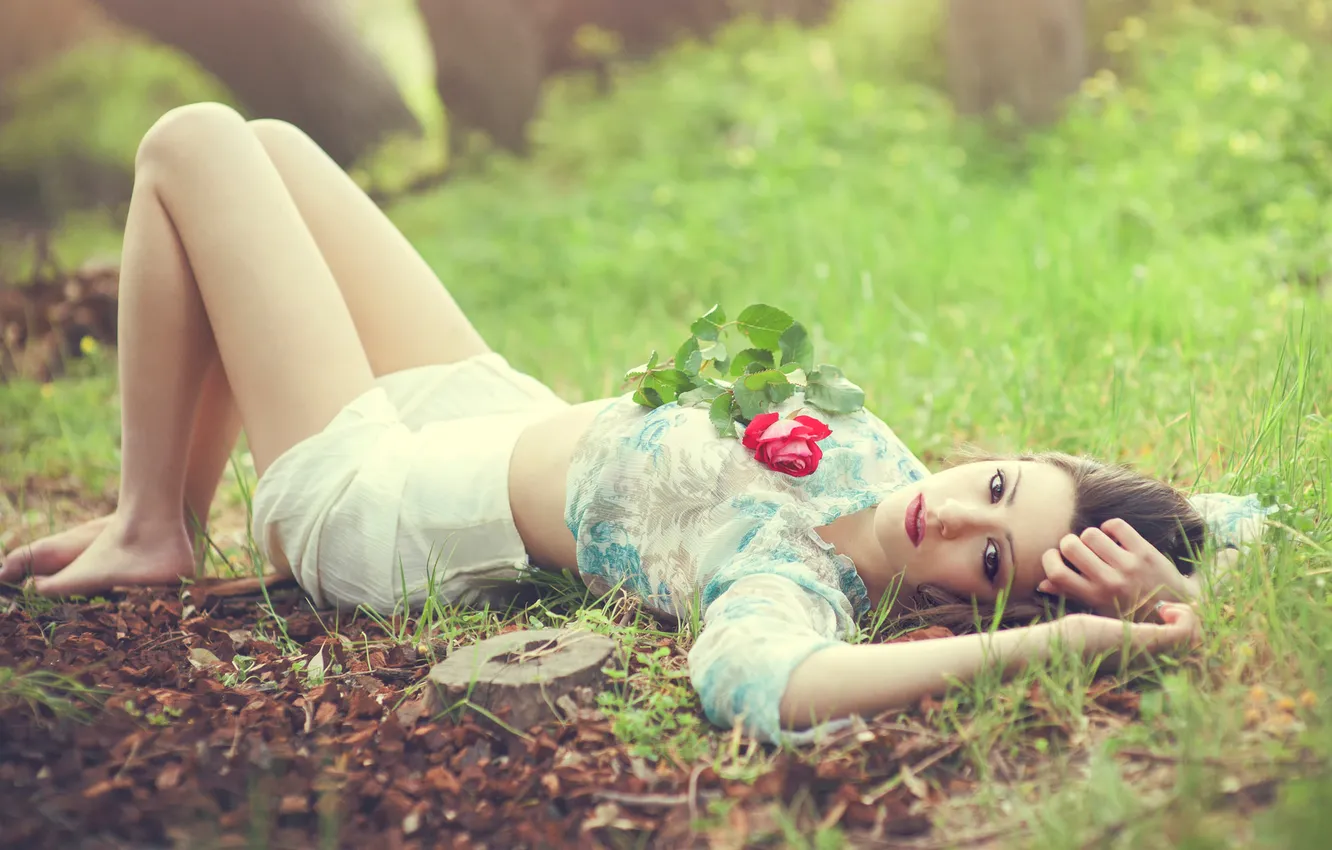 Photo wallpaper model, roses, Dawn Warrior