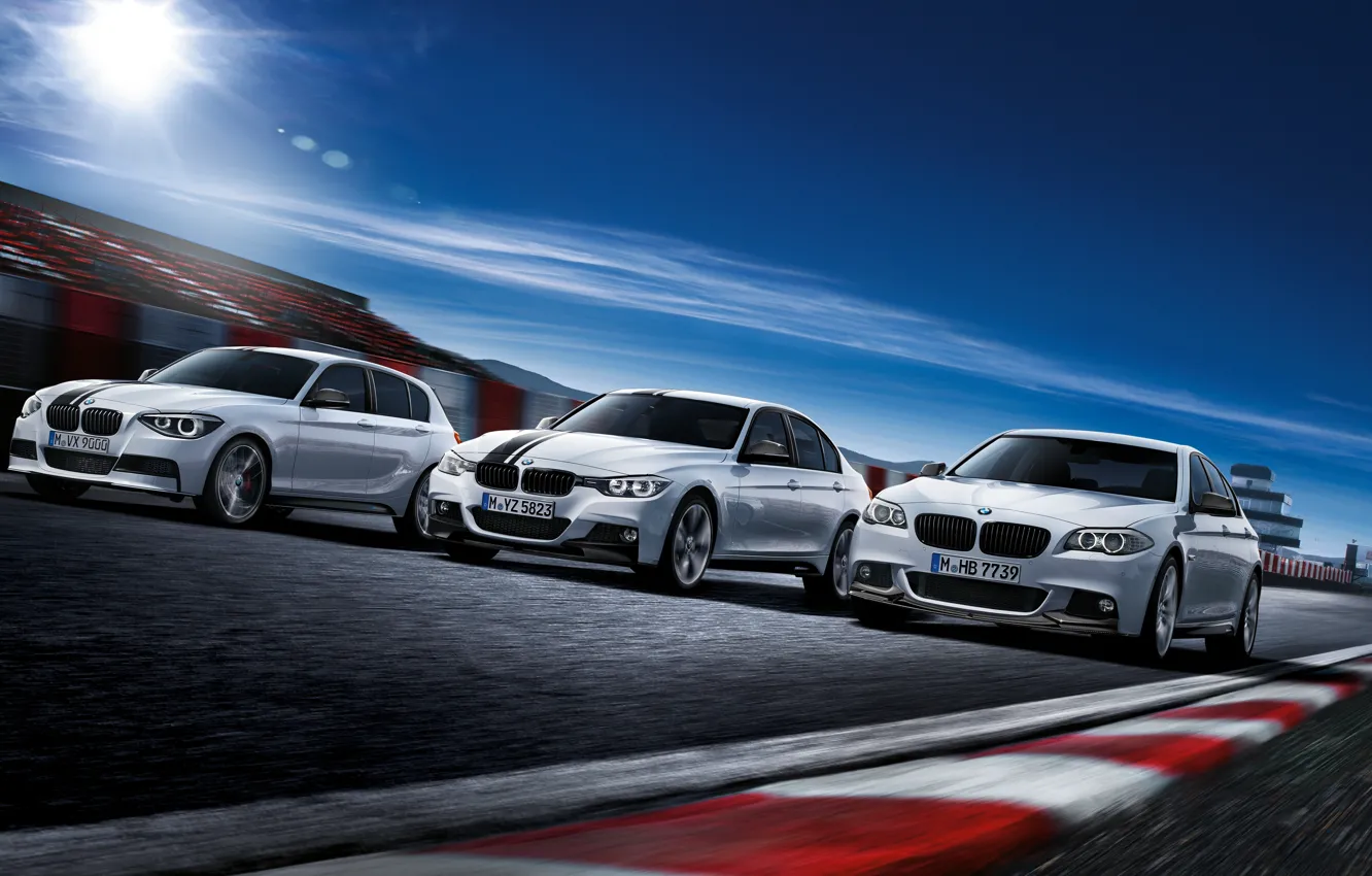 Photo wallpaper track, BMW, race, white, car