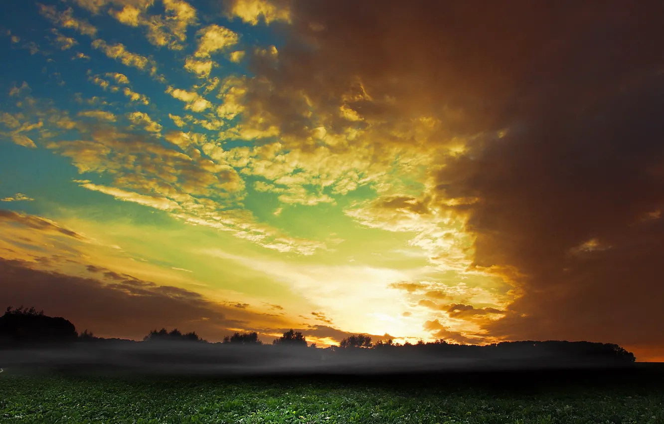 Photo wallpaper colors, landscape, nature, clouds, beauty, Firesky