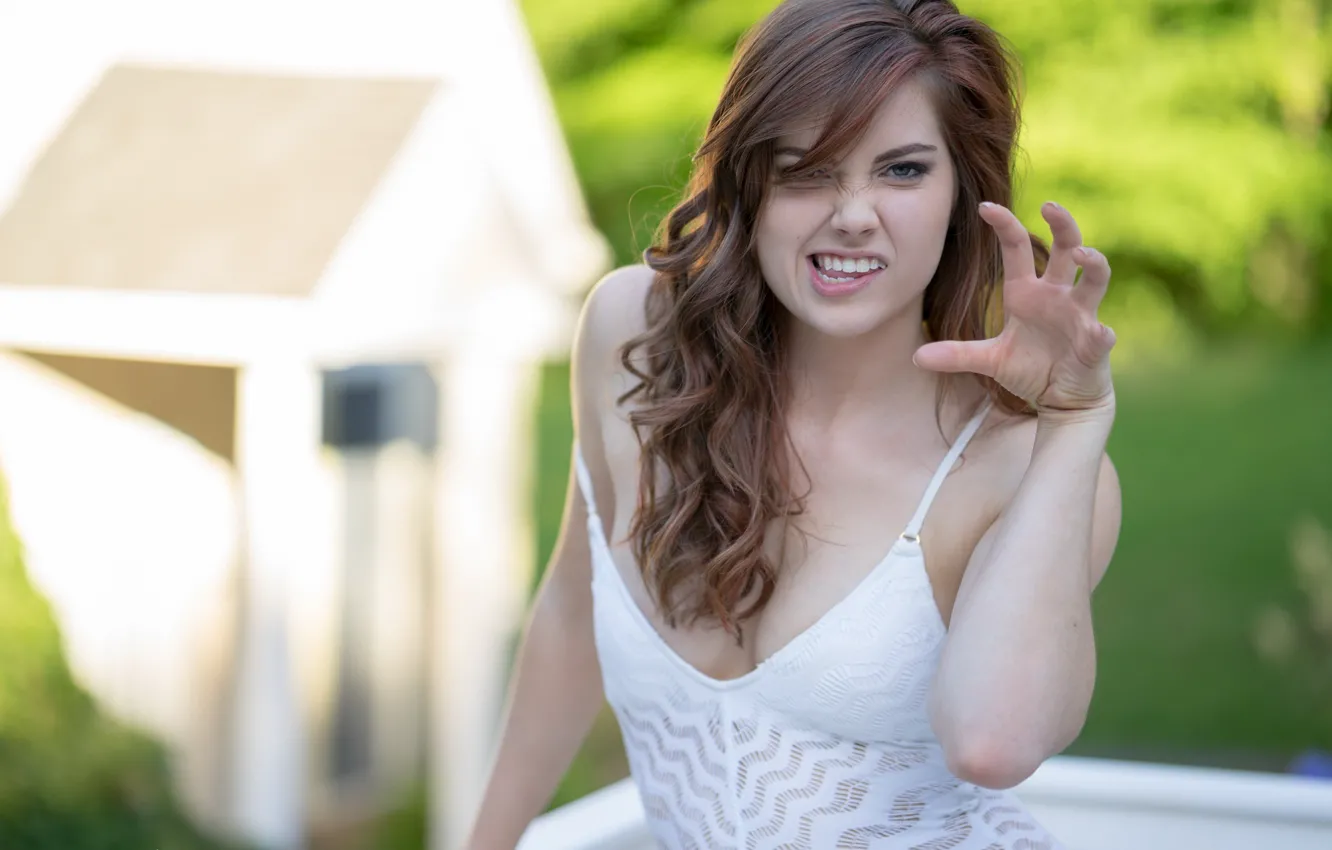 Photo wallpaper cat, girl, Ginger