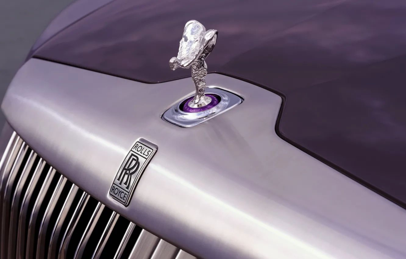 Photo wallpaper Rolls-Royce, logo, symbol, Spirit of Ecstasy, Amethyst, Rolls-Royce Amethyst Droptail