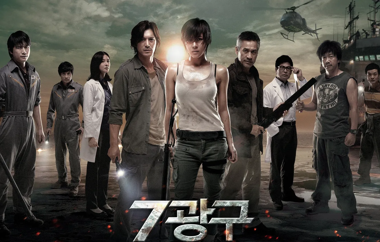 Photo wallpaper cinema, fire, flame, girl, gun, aircraft, weapon, alien